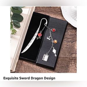 6/$20 Elegant Fantasy Princess Bookmark  Silver Sword Bookmark with Charms NWT